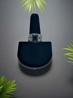 Vintage Sterling Silver Ring with Purple Rectangular Stone